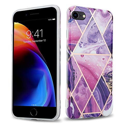 Cadorabo Hülle kompatibel mit Apple iPhone 7 7S 8 SE 2020 Schutzhülle TPU Silikon Case Marmor Design Slim Kratzfest Weiche Gummi mit Rundumschutz Case Hülle für iPhone 7 7S 8 SE 2020 in Lila Cadorabo Hülle kompatibel mit Apple iPhone 7 7S 8 SE 2020 Schutzhülle TPU Silikon Case Marmor Design Slim Kratzfest Weiche Gummi mit Rundumschutz Case Hülle für iPhone 7 7S 8 SE 2020 in Lila von Cadorabo