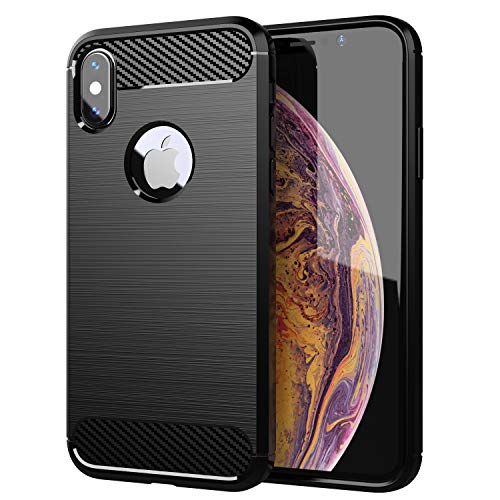 Cadorabo Hülle kompatibel mit Apple iPhone X/XS Schutzhülle TPU Silikon Case Karbon Optik Slim Kratzfest Weiche Gummi mit Rundumschutz Case Hülle für iPhone X/XS in Schwarz von Cadorabo