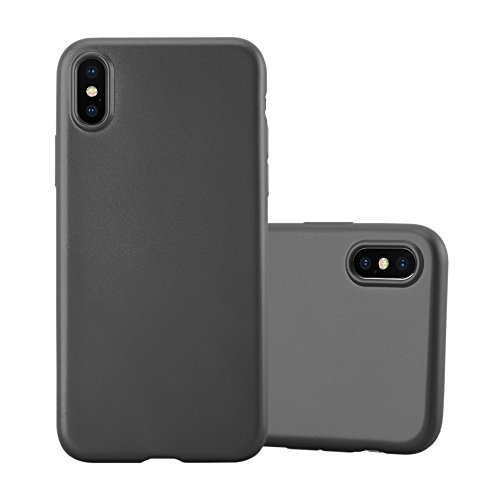 Cadorabo Hülle kompatibel mit Apple iPhone X/XS Schutzhülle TPU Silikon Case Metallic Design Slim Kratzfest Weiche Gummi mit Rundumschutz Case Hülle für iPhone X/XS in Grau von Cadorabo