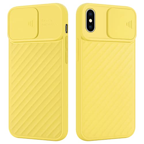 Cadorabo Hülle kompatibel mit Apple iPhone X/XS Schutzhülle TPU Silikon Case mit Kameraschutz Slim Kratzfest Weiche Gummi mit Rundumschutz Case Hülle für iPhone X/XS in Gelb von Cadorabo