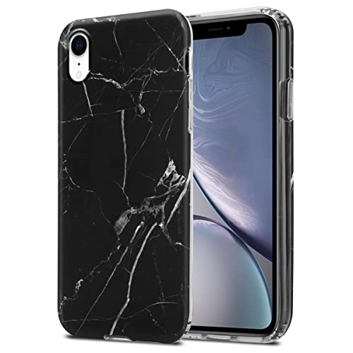 Cadorabo Hülle kompatibel mit Apple iPhone XR Schutzhülle TPU Silikon Case Marmor Design Slim Kratzfest Weiche Gummi mit Rundumschutz Case Hülle für iPhone XR in Schwarz von Cadorabo