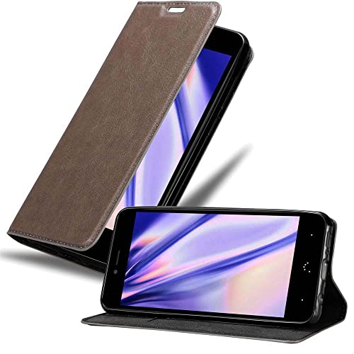 Cadorabo Hülle kompatibel mit BQ Aquaris U Plus aus Premium Kunst Leder Flip Klappbare Stoßfeste Magnetische [Standfunktion] [Kartenfächern] Cover Hülle für BQ Aquaris U Plus Tasche in Braun von Cadorabo