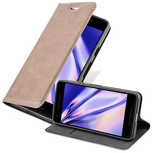 Cadorabo Hülle kompatibel mit Google Pixel 2 XL aus Premium Kunst Leder Flip Klappbare Stoßfeste Magnetische [Standfunktion] [Kartenfächern] Cover Hülle für Google Pixel 2 XL Tasche in Braun von Cadorabo