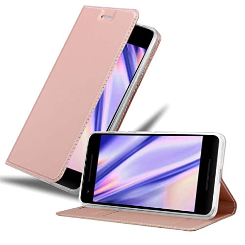 Cadorabo Hülle kompatibel mit Google Pixel 2 XL aus Premium Kunst Leder Flip Klappbare Stoßfeste Magnetische [Standfunktion] [Kartenfächern] Cover Hülle für Google Pixel 2 XL Tasche in Rosa von Cadorabo