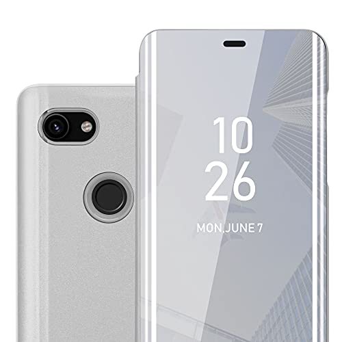 Cadorabo Hülle kompatibel mit Google Pixel 3A XL Schutzhülle TPU Silikon Case 360 View Spiegel, Slim Kratzfest Weiche Gummi mit Rundumschutz Cover Hülle für Google Pixel 3A XL in Silber von Cadorabo