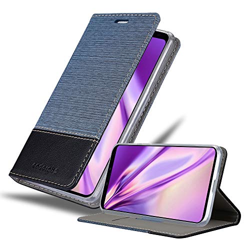 Cadorabo Hülle kompatibel mit Google Pixel 4 XL aus Premium Jeans und Kunst Leder Flip Klappbare Stoßfeste Magnetische [Standfunktion] [Kartenfächern] Cover Hülle für Google Pixel 4 XL Tasche in Blau von Cadorabo