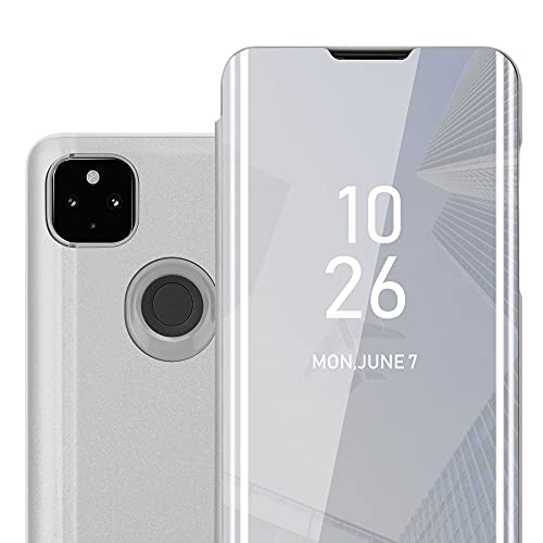 Cadorabo Hülle kompatibel mit Google Pixel 4A Schutzhülle TPU Silikon Case 360 View Spiegel, Slim Kratzfest Weiche Gummi mit Rundumschutz Cover Hülle für Google Pixel 4A in Silber von Cadorabo