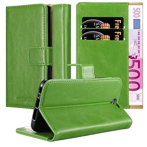 Cadorabo Hülle kompatibel mit HTC ONE A9 aus Premium Kunst Leder Flip Klappbare Stoßfeste Magnetische [Standfunktion] [Kartenfächern] Cover Hülle für HTC ONE A9 Tasche in Grün von Cadorabo