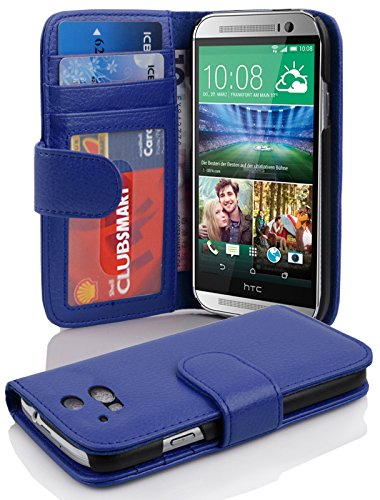 Cadorabo Hülle kompatibel mit HTC ONE M8 aus Premium Kunst Leder Flip Klappbare Stoßfeste Magnetische [Standfunktion] [Kartenfächern] Cover Hülle für HTC ONE M8 Tasche in Blau von Cadorabo