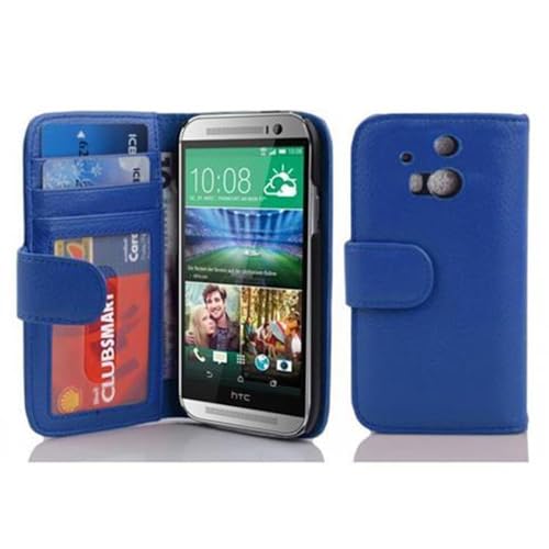 Cadorabo Hülle kompatibel mit HTC ONE M8 aus Premium Kunst Leder Flip Klappbare Stoßfeste Magnetische [Standfunktion] [Kartenfächern] Cover Hülle für HTC ONE M8 Tasche in Blau von Cadorabo