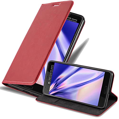 Cadorabo Hülle kompatibel mit HTC U Ultra aus Premium Kunst Leder Flip Klappbare Stoßfeste Magnetische [Standfunktion] [Kartenfächern] Cover Hülle für HTC U Ultra Tasche in Rot von Cadorabo