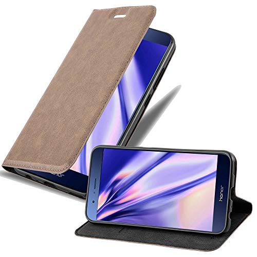 Cadorabo Hülle kompatibel mit Honor 8 PRO aus Premium Kunst Leder Flip Klappbare Stoßfeste Magnetische [Standfunktion] [Kartenfächern] Cover Hülle für Honor 8 PRO Tasche in Braun von Cadorabo