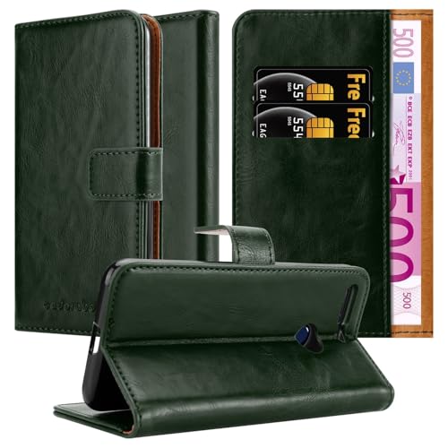 Cadorabo Hülle kompatibel mit Honor 8 PRO aus Premium Kunst Leder Flip Klappbare Stoßfeste Magnetische [Standfunktion] [Kartenfächern] Cover Hülle für Honor 8 PRO Tasche in Grün von Cadorabo