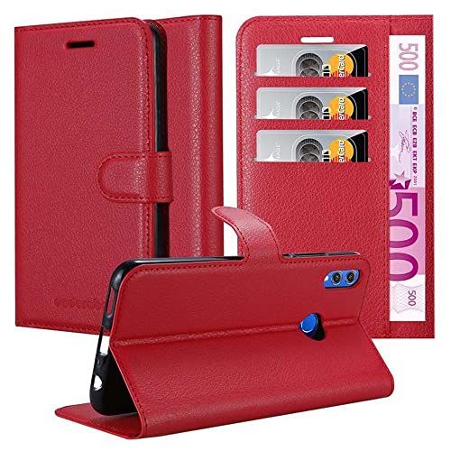 Cadorabo Hülle kompatibel mit Honor 8X Handyhülle aus Premium Kunst Leder Flip Klappbare Stoßfeste Magnetische [Standfunktion] [Kartenfächern] Cover Hülle für Honor 8X Tasche in Rot von Cadorabo