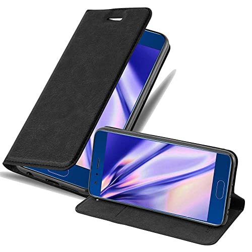 Cadorabo Hülle kompatibel mit Honor 9 aus Premium Kunst Leder Flip Klappbare Stoßfeste Magnetische [Standfunktion] [Kartenfächern] Cover Hülle für Honor 9 Tasche in Schwarz von Cadorabo