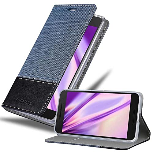 Cadorabo Hülle kompatibel mit Huawei Google Nexus 6P aus Jeans und Kunst Leder Flip Klappbare Magnetische [Standfunktion] [Kartenfächern] Cover Hülle für Huawei Google Nexus 6P Tasche in Blau von Cadorabo