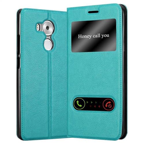 Cadorabo Hülle kompatibel mit Huawei Mate 8 in Mint TÜRKIS - Schutzhülle mit Magnetverschluss, Standfunktion und 2 Sichtfenstern von Cadorabo