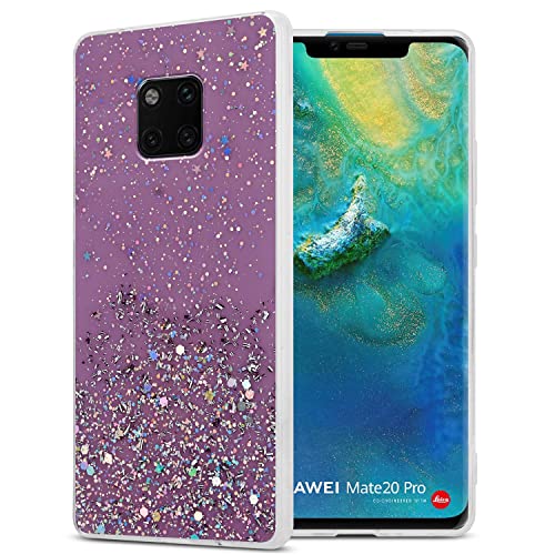 Cadorabo Hülle kompatibel mit Huawei Mate 20 PRO Rundumschutz TPU Silikon Case Mädchen Glitzer Strass Design Slim Kratzfest Weiche Gummi Bling Schutzhülle für Huawei Mate 20 PRO in Lila von Cadorabo