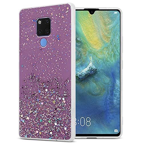 Cadorabo Hülle kompatibel mit Huawei Mate 20 Rundumschutz TPU Silikon Case Mädchen Glitzer Strass Design Slim Kratzfest Weiche Gummi Bling Schutzhülle für Huawei Mate 20 in Lila von Cadorabo