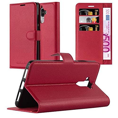 Cadorabo Hülle kompatibel mit Huawei Mate 9 Handyhülle aus Premium Kunst Leder Flip Klappbare Stoßfeste Magnetische [Standfunktion] [Kartenfächern] Cover Hülle für Huawei Mate 9 Tasche in Rot von Cadorabo