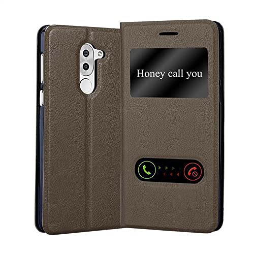 Cadorabo Hülle kompatibel mit Huawei Mate 9 LITE / GR5 2017 / Honor 6X in Stein BRAUN - Schutzhülle mit Magnetverschluss, Standfunktion und 2 Sichtfenstern Cadorabo Hülle kompatibel mit Huawei Mate 9 LITE / GR5 2017 / Honor 6X in Stein BRAUN - Schutzhülle mit Magnetverschluss, Standfunktion und 2 Sichtfenstern von Cadorabo