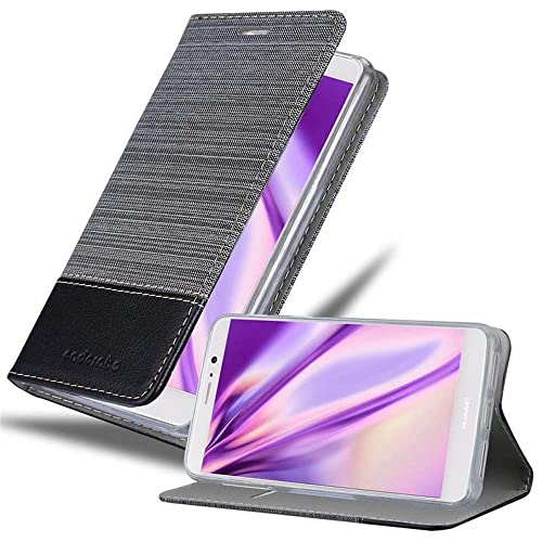 Cadorabo Hülle kompatibel mit Huawei Mate 9 aus Premium Jeans und Kunst Leder Flip Klappbare Stoßfeste Magnetische [Standfunktion] [Kartenfächern] Cover Hülle für Huawei Mate 9 Tasche in Grau von Cadorabo