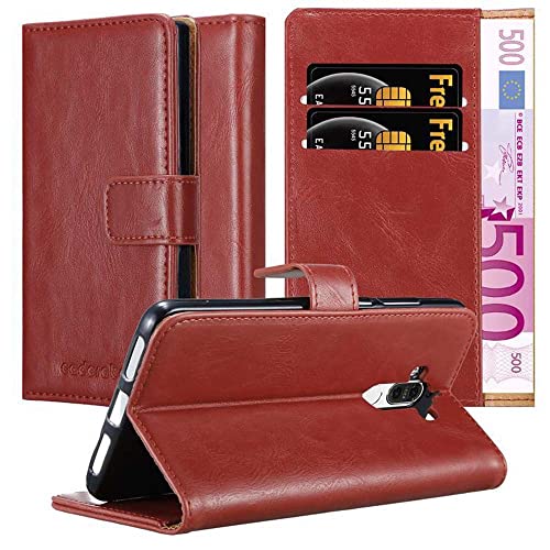 Cadorabo Hülle kompatibel mit Huawei Mate 9 aus Premium Kunst Leder Flip Klappbare Stoßfeste Magnetische [Standfunktion] [Kartenfächern] Cover Hülle für Huawei Mate 9 Tasche in Rot von Cadorabo