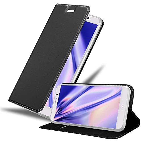Cadorabo Hülle kompatibel mit Huawei Mate 9 aus Premium Kunst Leder Flip Klappbare Stoßfeste Magnetische [Standfunktion] [Kartenfächern] Cover Hülle für Huawei Mate 9 Tasche in Schwarz von Cadorabo