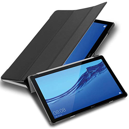 Cadorabo Hülle kompatibel mit Huawei MediaPad T5 10 (10.1 Zoll) Tablethülle ohne Auto Wake Up aus Kunst Leder Klappbare Magnetische Cover Hülle für Huawei MediaPad T5 10 (10.1 Zoll) Tasche in Schwarz von Cadorabo