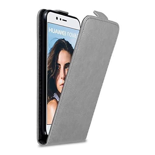 Cadorabo Hülle kompatibel mit Huawei NOVA 2 Flip Design aus Premium Kunst Leder Flip Klappbare Stoßfeste Magnetische Cover Hülle für Huawei NOVA 2 Tasche in Grau von Cadorabo