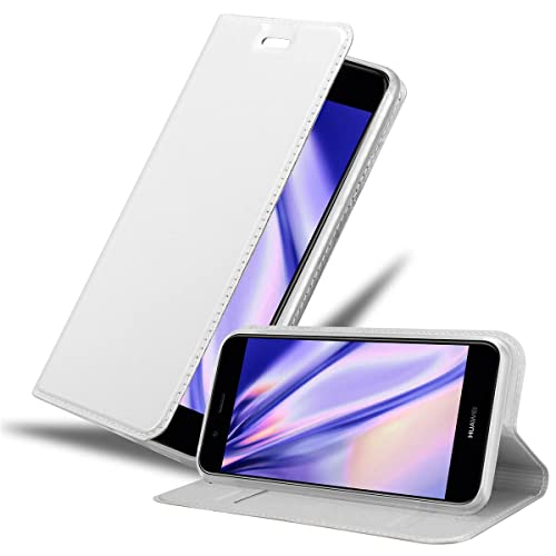 Cadorabo Hülle kompatibel mit Huawei NOVA 2 aus Premium Kunst Leder Flip Klappbare Stoßfeste Magnetische [Standfunktion] [Kartenfächern] Cover Hülle für Huawei NOVA 2 Tasche in Silber von Cadorabo