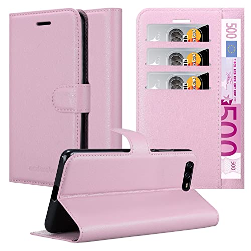 Cadorabo Hülle kompatibel mit Huawei P10 Handyhülle aus Premium Kunst Leder Flip Klappbare Stoßfeste Magnetische [Standfunktion] [Kartenfächern] Cover Hülle für Huawei P10 Tasche in Rosa von Cadorabo