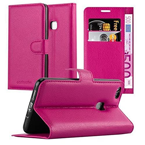 Cadorabo Hülle kompatibel mit Huawei P10 LITE Handyhülle aus Premium Kunst Leder Flip Klappbare Stoßfeste Magnetische [Standfunktion] [Kartenfächern] Cover Hülle für Huawei P10 LITE Tasche in Pink von Cadorabo
