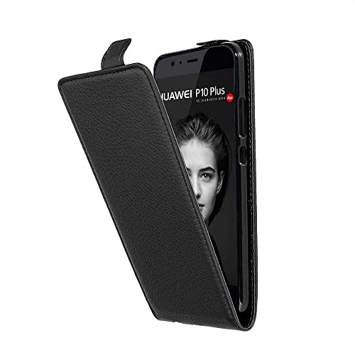 Cadorabo Hülle kompatibel mit Huawei P10 Plus Flip Design aus Premium Kunst Leder Flip Klappbare Stoßfeste Magnetische Cover Hülle für Huawei P10 Plus Tasche in Schwarz von Cadorabo