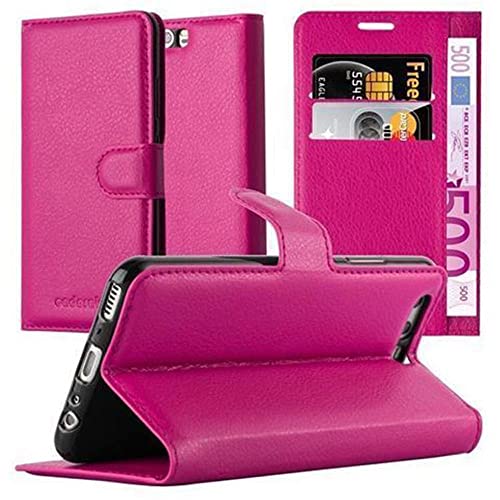 Cadorabo Hülle kompatibel mit Huawei P10 Plus Handyhülle aus Premium Kunst Leder Flip Klappbare Stoßfeste Magnetische [Standfunktion] [Kartenfächern] Cover Hülle für Huawei P10 Plus Tasche in Pink von Cadorabo