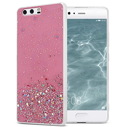 Cadorabo Hülle kompatibel mit Huawei P10 Rundumschutz TPU Silikon Case Mädchen Glitzer Strass Design Slim Kratzfest Weiche Gummi Bling Schutzhülle für Huawei P10 in Rosa von Cadorabo