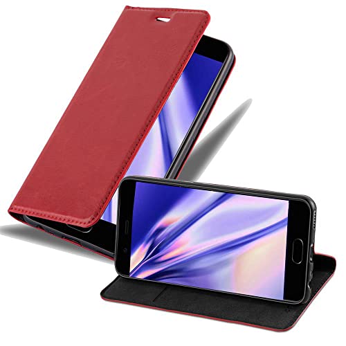 Cadorabo Hülle kompatibel mit Huawei P10 aus Premium Kunst Leder Flip Klappbare Stoßfeste Magnetische [Standfunktion] [Kartenfächern] Cover Hülle für Huawei P10 Tasche in Rot von Cadorabo