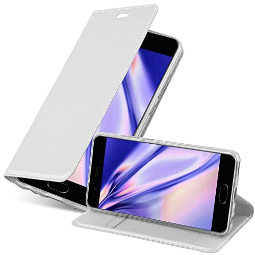 Cadorabo Hülle kompatibel mit Huawei P10 aus Premium Kunst Leder Flip Klappbare Stoßfeste Magnetische [Standfunktion] [Kartenfächern] Cover Hülle für Huawei P10 Tasche in Silber von Cadorabo