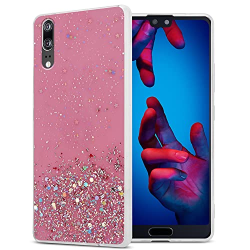 Cadorabo Hülle kompatibel mit Huawei P20 Rundumschutz TPU Silikon Case Mädchen Glitzer Strass Design Slim Kratzfest Weiche Gummi Bling Schutzhülle für Huawei P20 in Rosa von Cadorabo