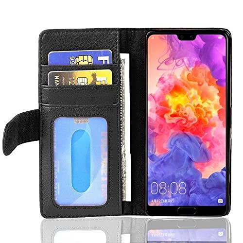 Cadorabo Hülle kompatibel mit Huawei P20 aus Premium Kunst Leder Flip Klappbare Stoßfeste Magnetische [Standfunktion] [Kartenfächern] Cover Hülle für Huawei P20 Tasche in Schwarz von Cadorabo