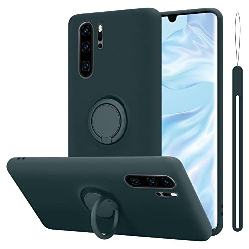 Cadorabo Hülle kompatibel mit Huawei P30 PRO Schutzhülle TPU Silikon Case Liquid Design mit Ring Slim Kratzfest Liquidsilikon Microfaser mit Rundumschutz Case Hülle für Huawei P30 PRO in Grün von Cadorabo