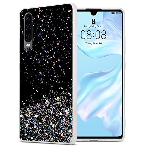 Cadorabo Hülle kompatibel mit Huawei P30 Rundumschutz TPU Silikon Case Mädchen Glitzer Strass Design Slim Kratzfest Weiche Gummi Bling Schutzhülle für Huawei P30 in Schwarz von Cadorabo