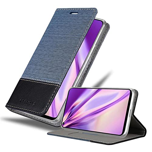 Cadorabo Hülle kompatibel mit Huawei P40 LITE E aus Premium Jeans und Kunst Leder Flip Klappbare Stoßfeste Magnetische [Standfunktion] [Kartenfächern] Cover Hülle für Huawei P40 LITE E Tasche in Blau von Cadorabo