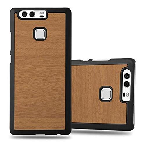 Cadorabo Hülle kompatibel mit Huawei P9 Schutzhülle TPU Silikon Case Wood Design Anti Rutsch Slim Kratzfest Stabiles Hardcase mit Rundumschutz Case Hülle für Huawei P9 in Braun von Cadorabo