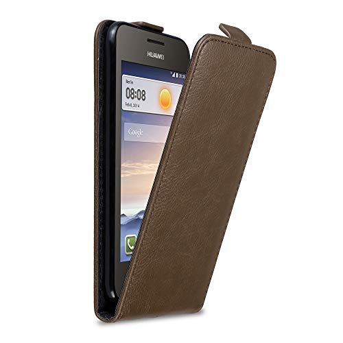 Cadorabo Hülle kompatibel mit Huawei Y3 / Y3C / Y330 / Y331 / Y360 Flip Design aus Kunst Leder Flip Klappbare Stoßfeste Magnetische Cover Hülle für Huawei Y3 / Y3C / Y330 / Y331 / Y360 Tasche in Braun von Cadorabo