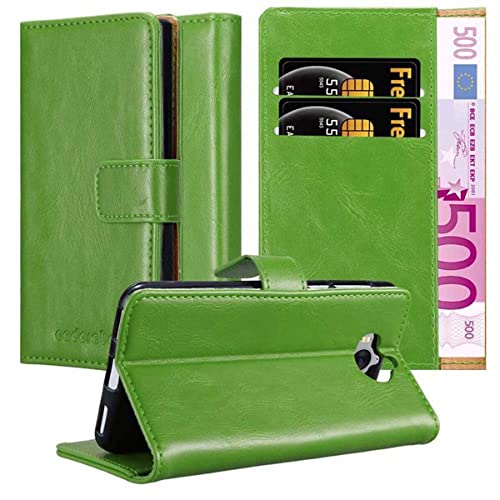Cadorabo Hülle kompatibel mit Huawei Y5 2017 / Y6 2017 aus Kunst Leder Flip Klappbare Stoßfeste Magnetische [Standfunktion] [Kartenfächern] Cover Hülle für Huawei Y5 2017 / Y6 2017 Tasche in Grün von Cadorabo