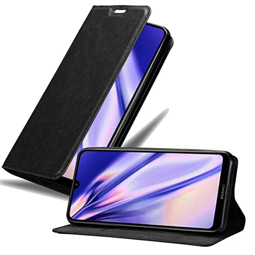 Cadorabo Hülle kompatibel mit Huawei Y7 2019 / Y7 PRIME 2019 aus Kunst Leder Flip Klappbare Magnetische [Standfunktion] [Kartenfächern] Cover Hülle für Huawei Y7 2019 / Y7 PRIME 2019 Tasche in Schwarz von Cadorabo