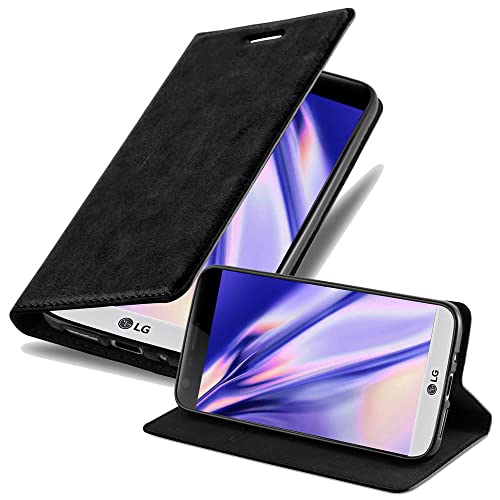 Cadorabo Hülle kompatibel mit LG G5 aus Premium Kunst Leder Flip Klappbare Stoßfeste Magnetische [Standfunktion] [Kartenfächern] Cover Hülle für LG G5 Tasche in Schwarz von Cadorabo