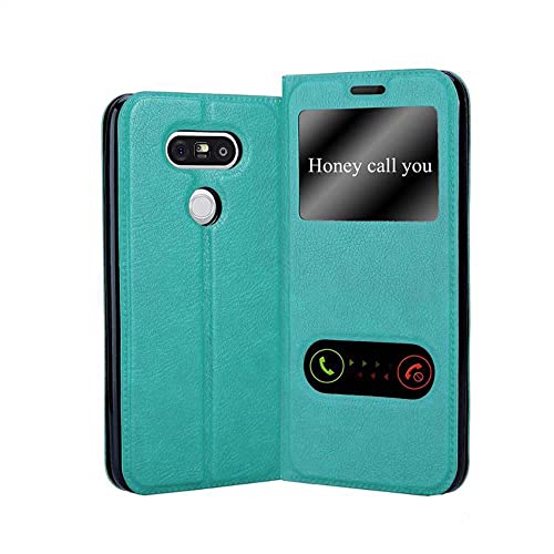 Cadorabo Hülle kompatibel mit LG G5 in Mint TÜRKIS - Schutzhülle mit Magnetverschluss, Standfunktion und 2 Sichtfenstern von Cadorabo