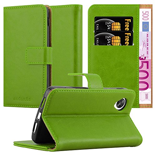 Cadorabo Hülle kompatibel mit LG Google Nexus 5 aus Premium Kunst Leder Flip Klappbare Stoßfeste Magnetische [Standfunktion] [Kartenfächern] Cover Hülle für LG Google Nexus 5 Tasche in Grün von Cadorabo